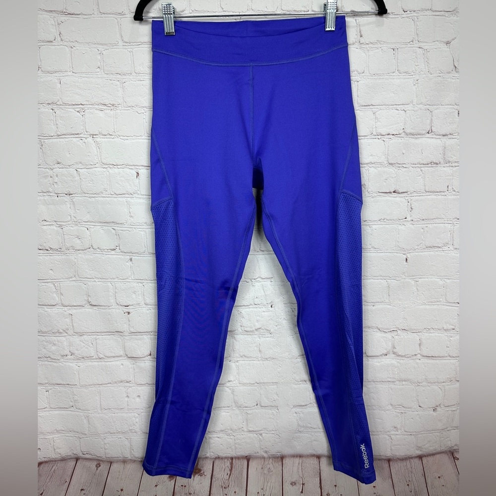 Reebok PlayDry‎ Yoga Pants Women's Sz S purple activewear Stretch zip ankles GUC